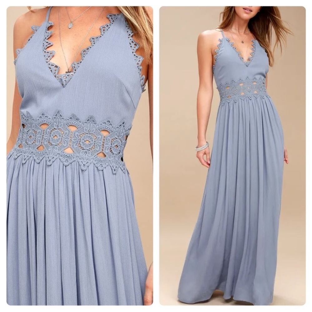 Lulu’s This is Love Sky Blue Lace Cutout • maxi dress • lace • sundress - Picture 11 of 11